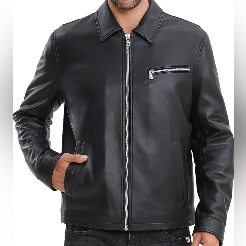 (XXL) NWT SILVER FASHIONS Lambskin Jacket with Full Zip Front, Metal Snap Cuffs